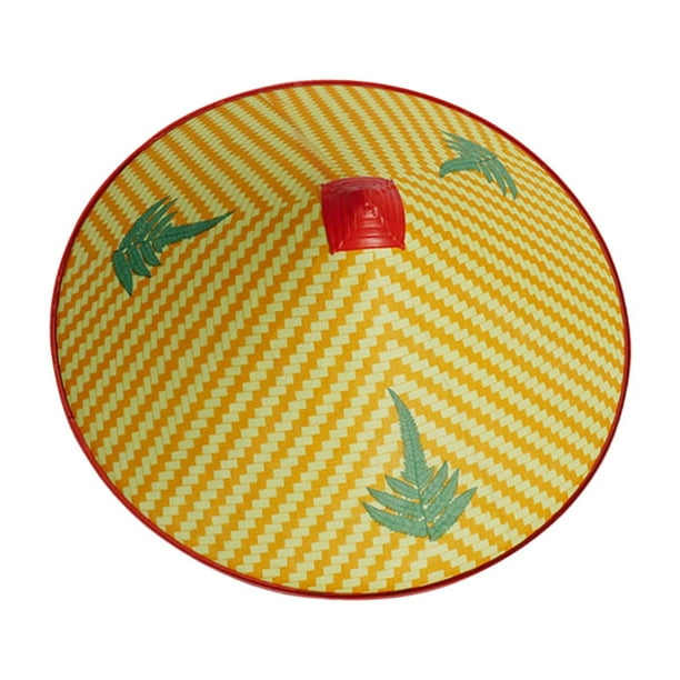 Sombrero cónico asiático jinwen Tejido de bambú de imitación Patrón de hoja 42cm