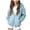 Light Blue, variant on Quealent Girls Kids Zip Up Hoodies Double Zipper Hooded Sweatshirt with Pockets Zipper Hoodies Soft Oversized Long Sleeve Fall Winter Back to School Clothes (Blue, 7-8 Years)