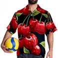 thumbnail image 4 of Cherry Men's Short Sleeve Beach Button Down Casual Printed Summer Shirts - Unisex, 4 of 6