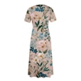 thumbnail image 6 of LWavelet Women's Plus Size Floral Maxi Dress Short Sleeve Tie Waist Casual Boho Flowy Dress with Pockets Light Blue 5XL, 6 of 7