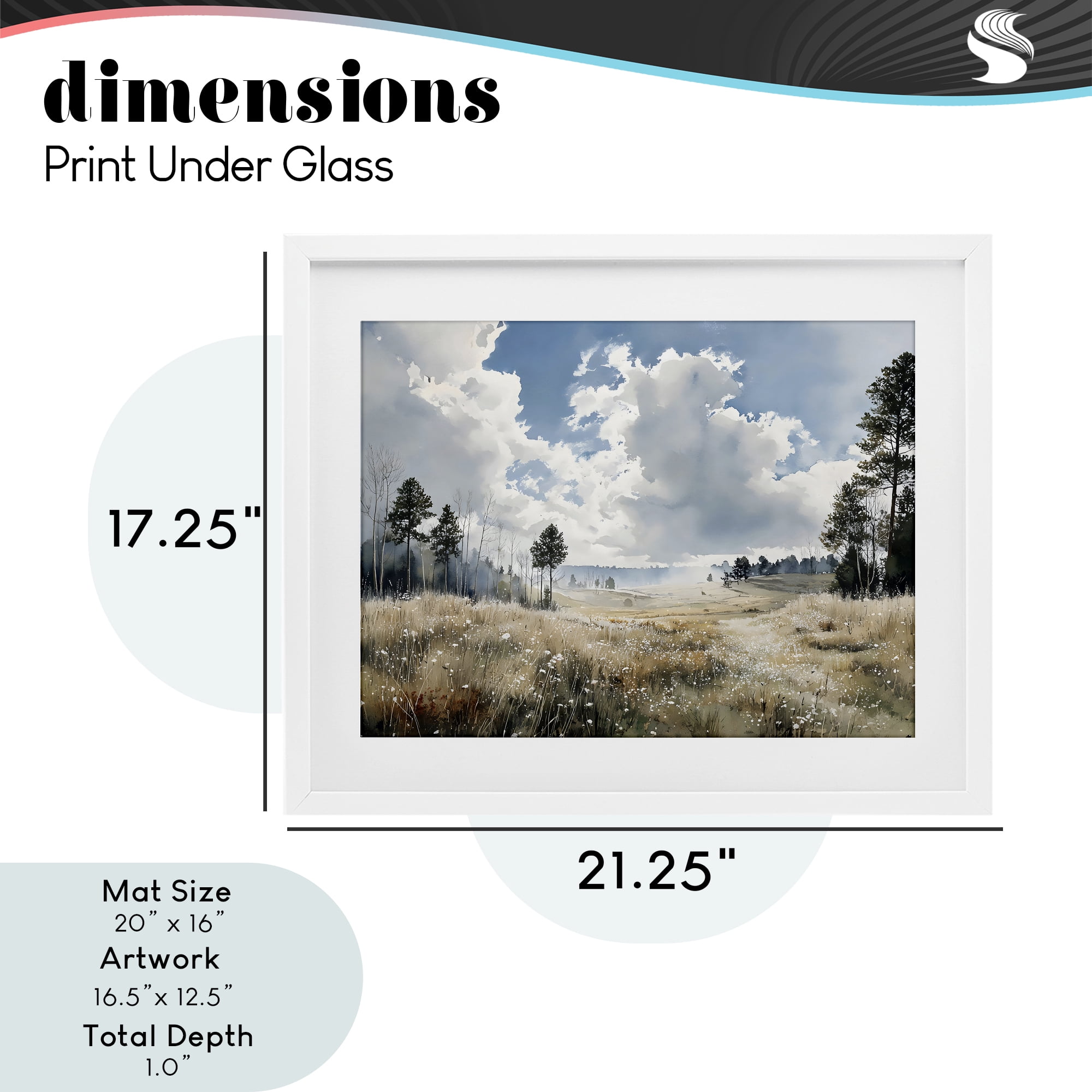 Stupell Industries Blue Kissed Landscape White Framed Print Under Glass, design by Franklyn Gregory
