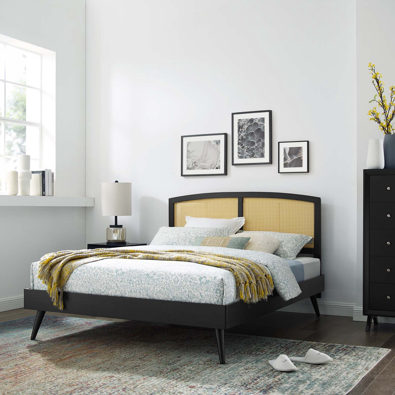 Platform Bed Frame, King Size, Wood, Black, Modern Contemporary Urban Design, Bedroom Master Guest Suite