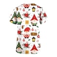 thumbnail image 4 of Blusa de manga corta con cuello en V para mujer, uniforme con bolsillos estampados navideños, blusa de enfermería Pompotops hkajfhjk473133, 4 of 5
