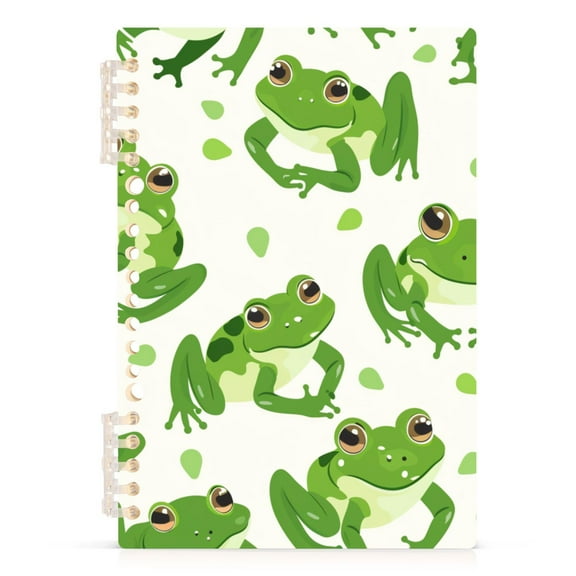 Cute Cartoon Green Frogs Spiral Journal Notebook College Ruled Notebook 8.3" x 5.7" A5 Lined Thick Paper Page