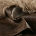thumbnail image 5 of IWRICH Women's Brown Vintage Patchwork PU Leather Furry Skirt Autumn and Winter Low Waist Open Umbilical Zipper Slim Mini Skirt Brown M, 5 of 9