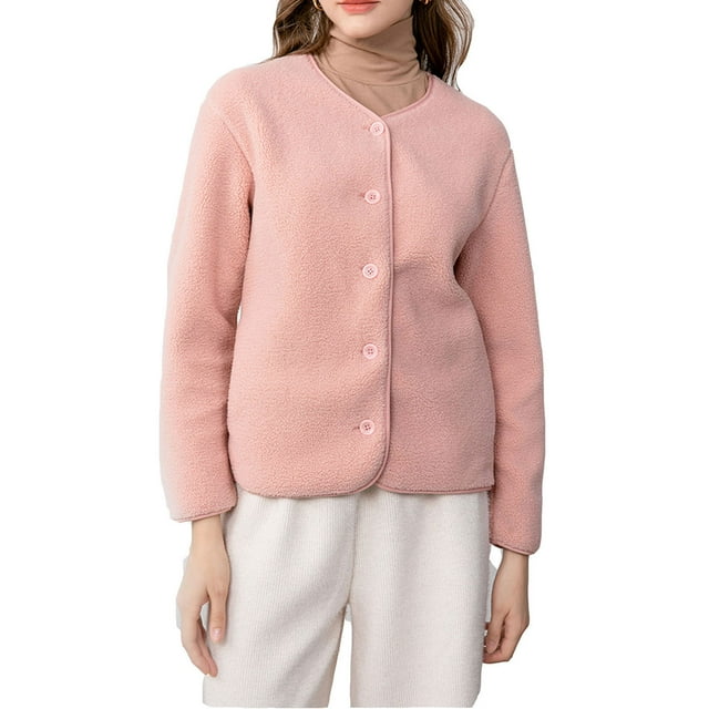 Wensltd Trendy White Jackets for Women Solid Color Casual Long Sleeve Coats Button Down Shacket Jacket with Pockets