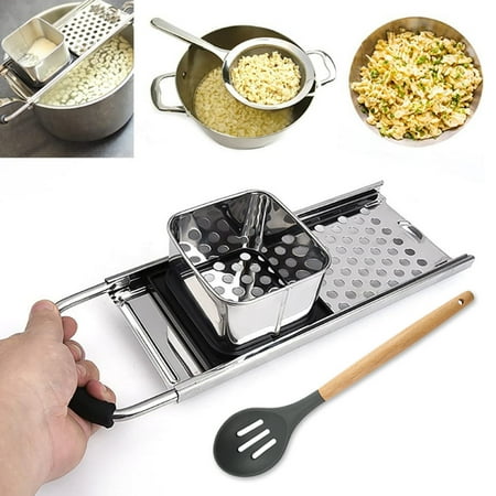 

Premium Grade Stainless Steel Spaetzle Maker Homemade Traditional German Egg Noodle Dumpling Making Tool Set with Large Silicone Strainer Kitchenware Set