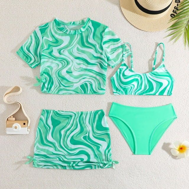 WILLBEST Traje de Baño Para Mujer, Conjunto de Bikini Para Niñas de 5 A 9 Años, Cómodo Traje de Baño de Playa Para Niñas, Traje de Baño de Dos Piezas Para Fiesta En La Piscina de Verano Para Niñas
