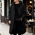 thumbnail image 2 of Atkumj Trench Coat Men Solid Color Hooded Long Winter Overcoat Stylish Long Sleeve Button Down Front Winter Coats S, 2 of 9