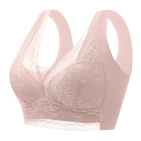 

Women s V Neck Lace Fixed Cup Wide Shoulder Anti Droop And Side Bra