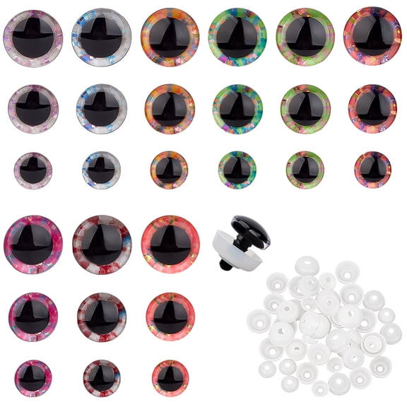 54 Sets Glitter Safety Eyes Colorful Sequin Craft Eye Set 9 Colors Crochet Safety Eyes with Washers Resin Amigurumi Animal Eye for Stuffed Animals DIY Crafts Decorations 12mm 16mm 18mm DIY