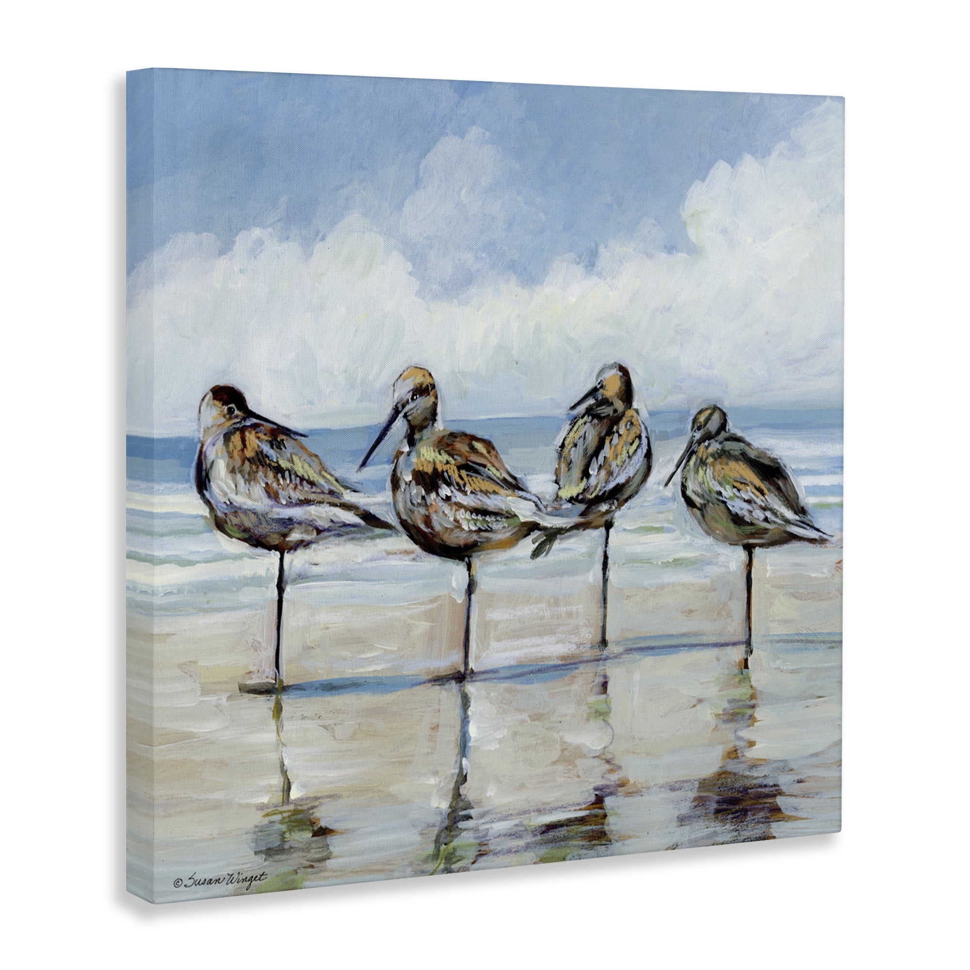 Stupell Industries Sandpipers Balancing On Beach Canvas Wall Art, design by Susan Winget