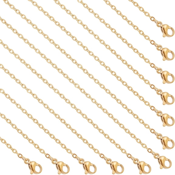 12Pcs 2mm 304 Stainless Steel Chain Necklaces for Men Women Real 18K Gold Plated 19.76 inch(50.2cm)