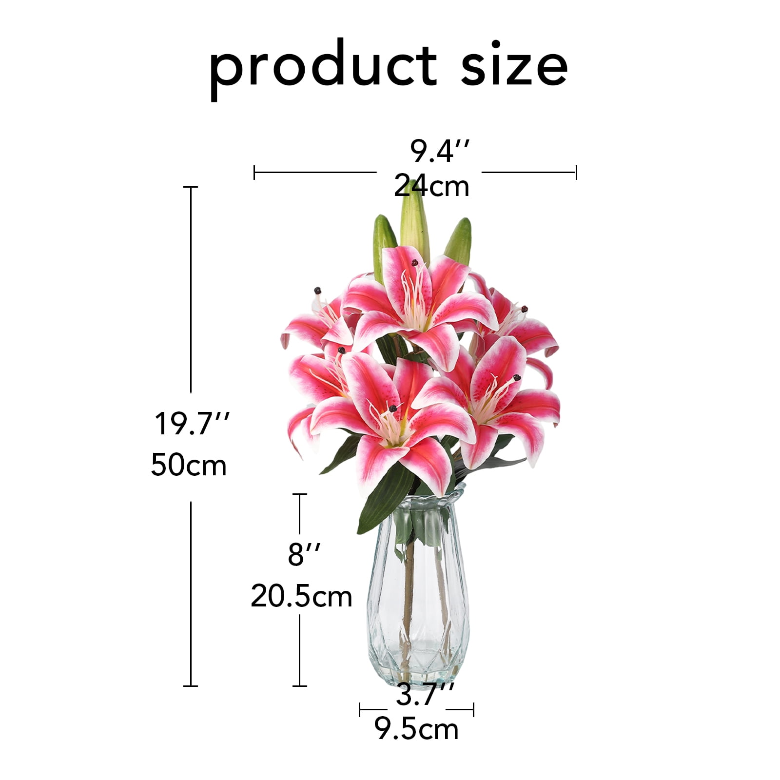 6 Pcs Artificial Tiger Lily Real Touch Easter Lily Fake Spring Flowers with Vase, for Indoor Outdoor Home Decor, Wedding Centerpieces, Cemetery Memorial Flowers