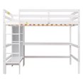 thumbnail image 5 of Full Loft Bed with Under-Bed Desk and Storage Shelves,Solid Wood Loft Bed Frame with Full-Length Guardrail and Built-in Ladder,Multifunctional High Loft Bed for Kids Teens Adults,Maximize Space,White, 5 of 7