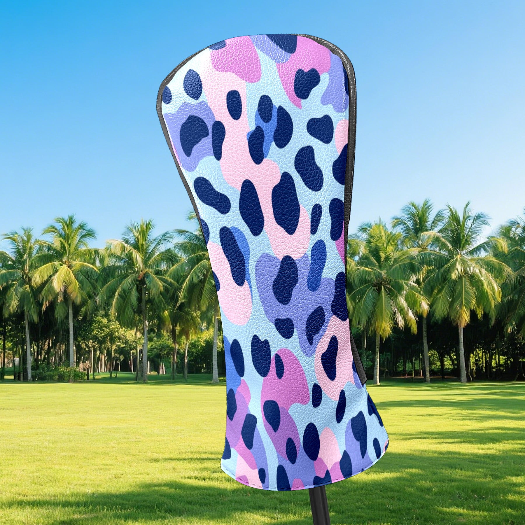 Golf Club Covers PU Leather Waterproof Head Covers for Fairway Woods Hybrids Colorful Leopard Print