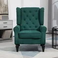 thumbnail image 2 of Mid-Century Modern Accent Chair, High Wingback Reading Chair with Button-Tufted Fabric Upholstery and Wood Legs, Living Room or Bedroom, 2 of 5