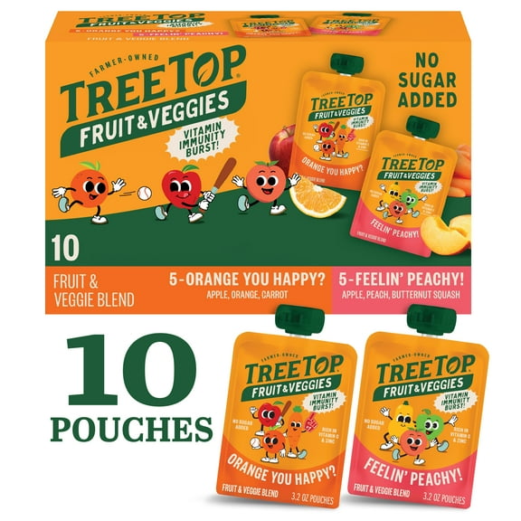 Tree Top Fruit & Veggies Pouch Orange/Peach Variety pack 4/10/3.2oz