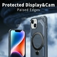 thumbnail image 6 of Heavy Duty Phone Case For iPhone 14,Built-in Rotatable Magnetic Ring Kickstand,Shockproof Dropproof Tough Rugged Anti-fall Protective Phone Case Cover For iPhone 14, Darkblue, 6 of 6