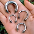 thumbnail image 2 of Surgical Steel Large Horseshoe Circular Barbell 12 to 2 Gauge  Spike, 2 of 6