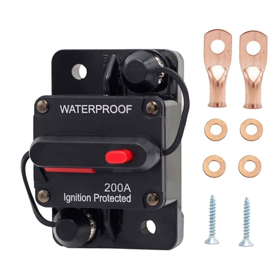 250 Amp Circuit Breaker with Manual Reset Waterproof Inline Fuse Inverter for Marine Trolling Motors Boat ATV Manual Power 12V-42VDC (250A)