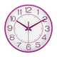 thumbnail image 1 of Reloj de pared de 8 pulgadas, a batería, silencioso, sin tictac, reloj moderno redondo, púrpura, 1 of 6
