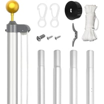 Super Tough 20-Foot Residential Sectional Flag Pole - Heavy Duty and Sturdy Flag Pole with 5 Anodized Aluminum Sections, Durable for Residential Outdoor Use - White