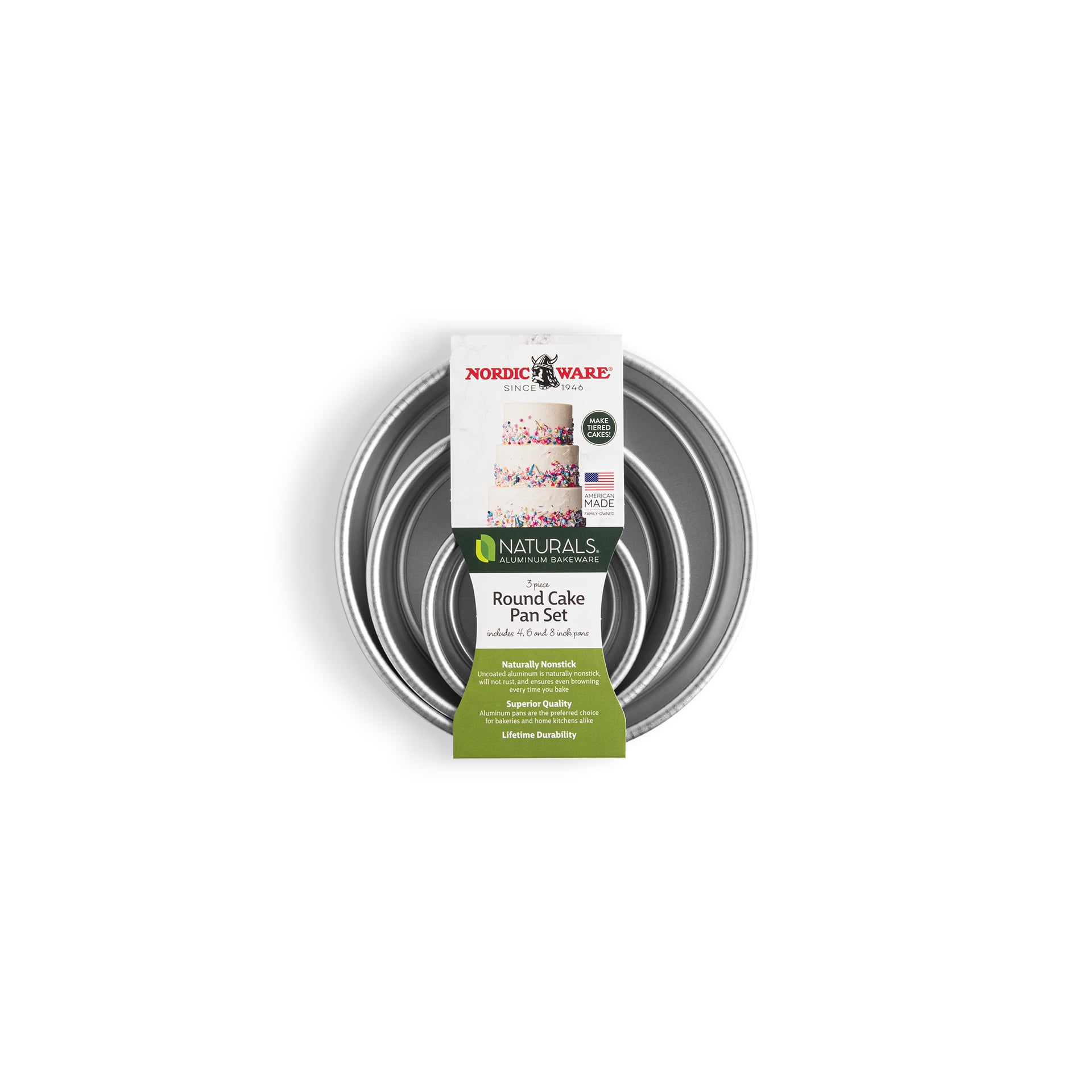 Nordic Ware 3pc Round Cake Pan Set; 8", 6", 4"