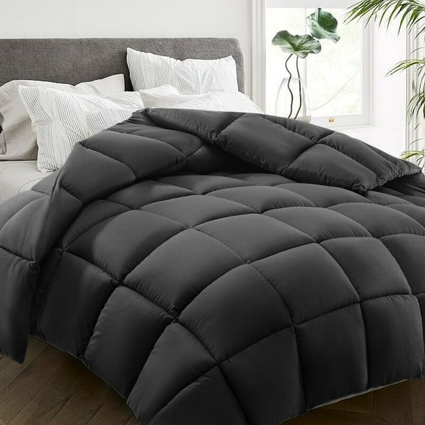 Serwall Luxury Solid Down Alternative Machine Washable Gray Comforters ...