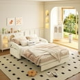 thumbnail image 6 of 52.4'' Pull Out Couch Full-Size, Futon Sofa Bed, Convertible Sleeper Sofa Bed with USB Port, Storage Pockets, 2 Pillows, Modern Chenille Loveseat Couches for Living Room, Small Space, Beige, 6 of 7