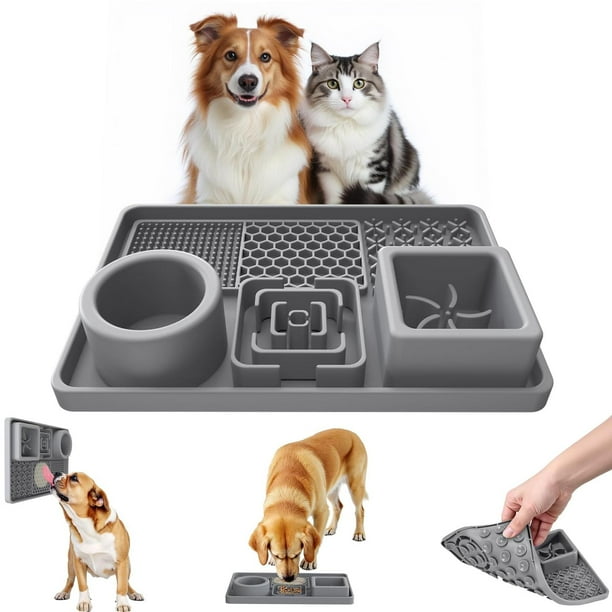 in-1 Lick Mat para Perro, platos para perro con cuenco de agua