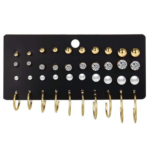 XmhyTop 20-Pair Gold Dainty Stud Earrings Multipack, Hypoallergenic Everyday Jewelry, Assorted Minimalist Designs for Women
