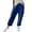 A-Blue729, variant on Elastic Waist Cargo Pants for Women Rolled- Loose-Fit Casual Pocketed Cropped Trousers