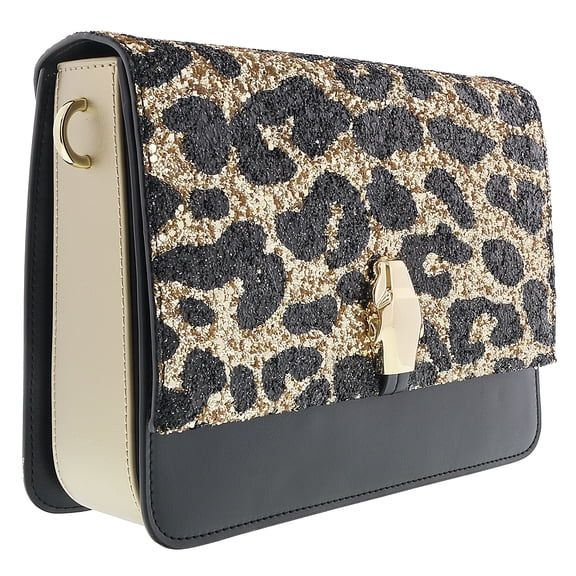Class Roberto Cavalli Milano Rmx 00 Light Gold/Black Large Shoulder Bag for Womens