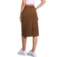 thumbnail image 3 of Falda Midi de Corderoy para Mujeres Inspire Chic, Cintura Alta, Espalda Elástica, Talla XL, Color Marrón, 3 of 6