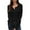 Black, variant on Womens Loose Blouse Long Sleeve V Neck Button Down T Shirts Tie Front Knot Casual Tops S
