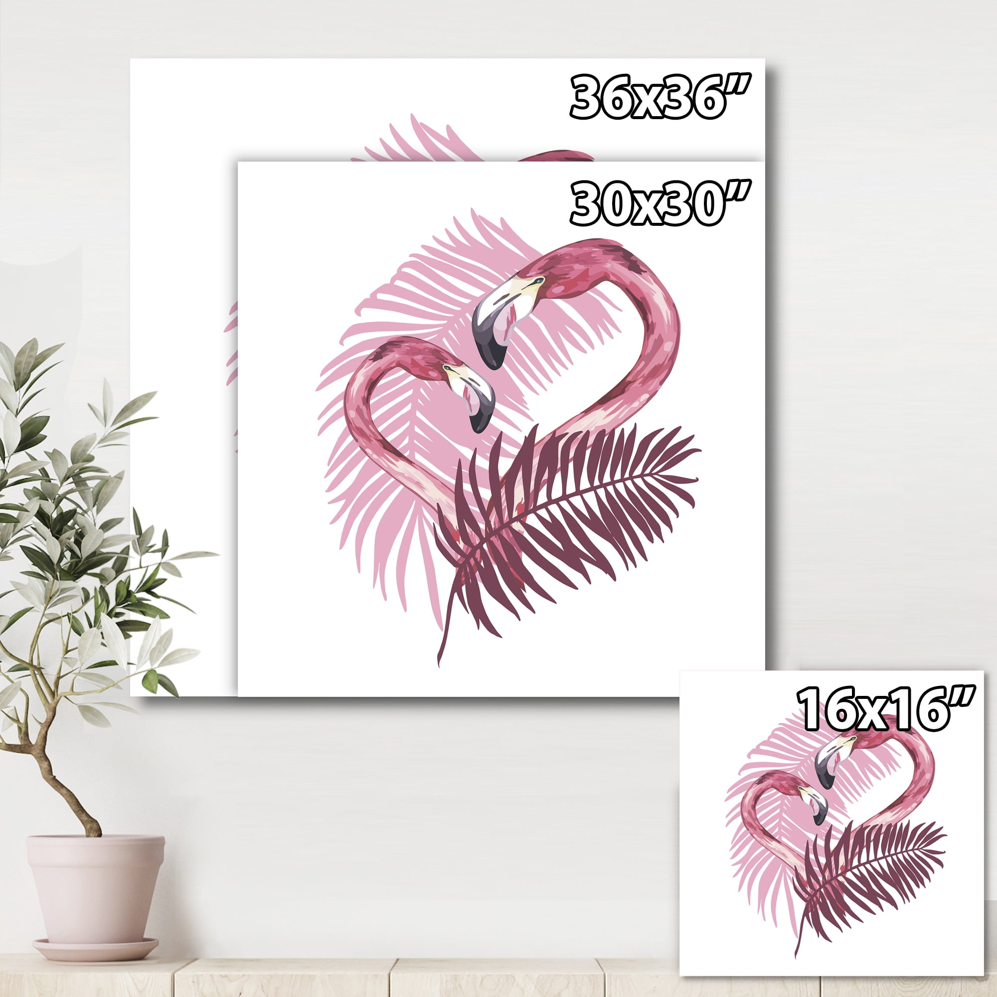Designart ' Pink Flamingo In Tropical Summer II ' Tropical Canvas Wall Art Print