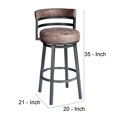 thumbnail image 5 of Benjara BM272193 26 in. Vegan Faux Leather Curved Counter Stool, Brown & Gray, 5 of 5