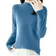 thumbnail image 2 of Aboser Womens Basic Sweaters Thin Mock Neck Pullover Sweater Comfy Soft Long Sleeve Knitwear Solid Color Basic Shirts Stretchy Knitted Jumper Tops Blue XXL, 2 of 4