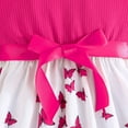 thumbnail image 6 of Dresses for Girls Butterflies Print Bowknot Ruffle Sleeves A Line Round Neck Dresses Toddler Dress Hot Pink 6-7 Years, 6 of 7