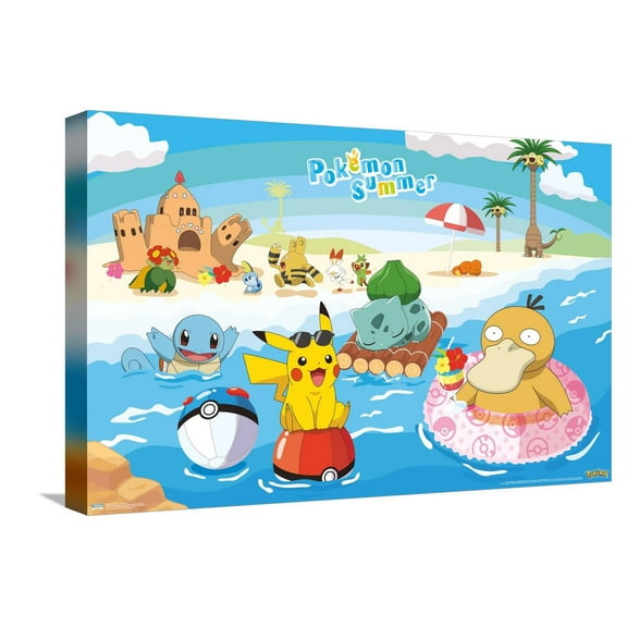 Pokémon - Summer Canvas Wall Poster, 14.725" x 22.375"