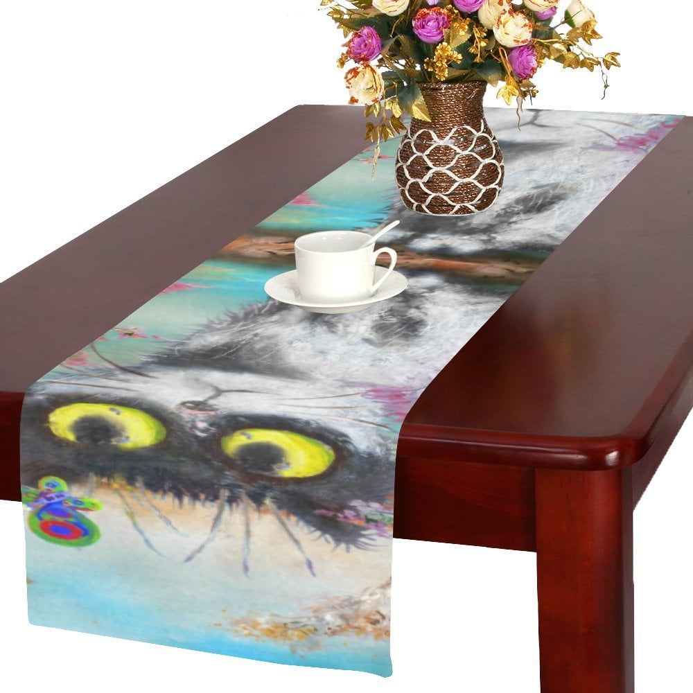 MYPOP Cute Cat Table Runner 16x72 inch For Dinner Parties Events Home