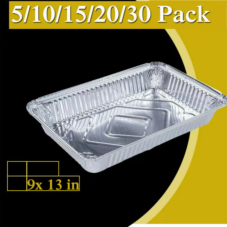 9x13 Aluminum Pans Disposable (30-Pack) - HEAVY DUTY - Half-Size