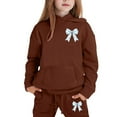 thumbnail image 4 of Big Outfits for Girls Sets Hoodie Pants Letter Print Casual Two Piece Comfy Winter Wear Fall Girls Clothes Brown Size 8-9T, 4 of 4