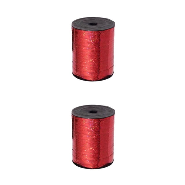 Youkk Plastic Ribbon Sparkling And multifunctional For Wedding And Party Decorations Sturdy Golden Curled Ribbon red 2Set