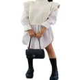 thumbnail image 4 of PENGXIANG Femmes Manches Courtes Haut Col Haut Confortable Élégant Gilet Pull, 4 of 6