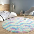 thumbnail image 2 of Junovo Round Fluffy Rainbow Area Rugs For Kids Girls Princess Castle Plush Shaggy Carpet Cute Circle Nursery Rug For Kids Room Bedroom Living Room,4'x4',Rainbow, 2 of 7