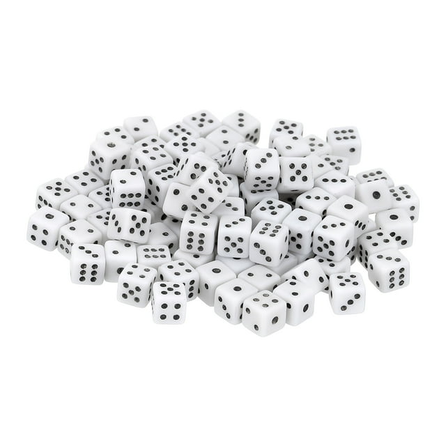 100Pack Mini Dados, 5mm/0.2" Acrílico Pequeños Dados Cuadrados de Seis Caras para Juegos de Mesa y Actividades de Fiesta, Blanco/Negro