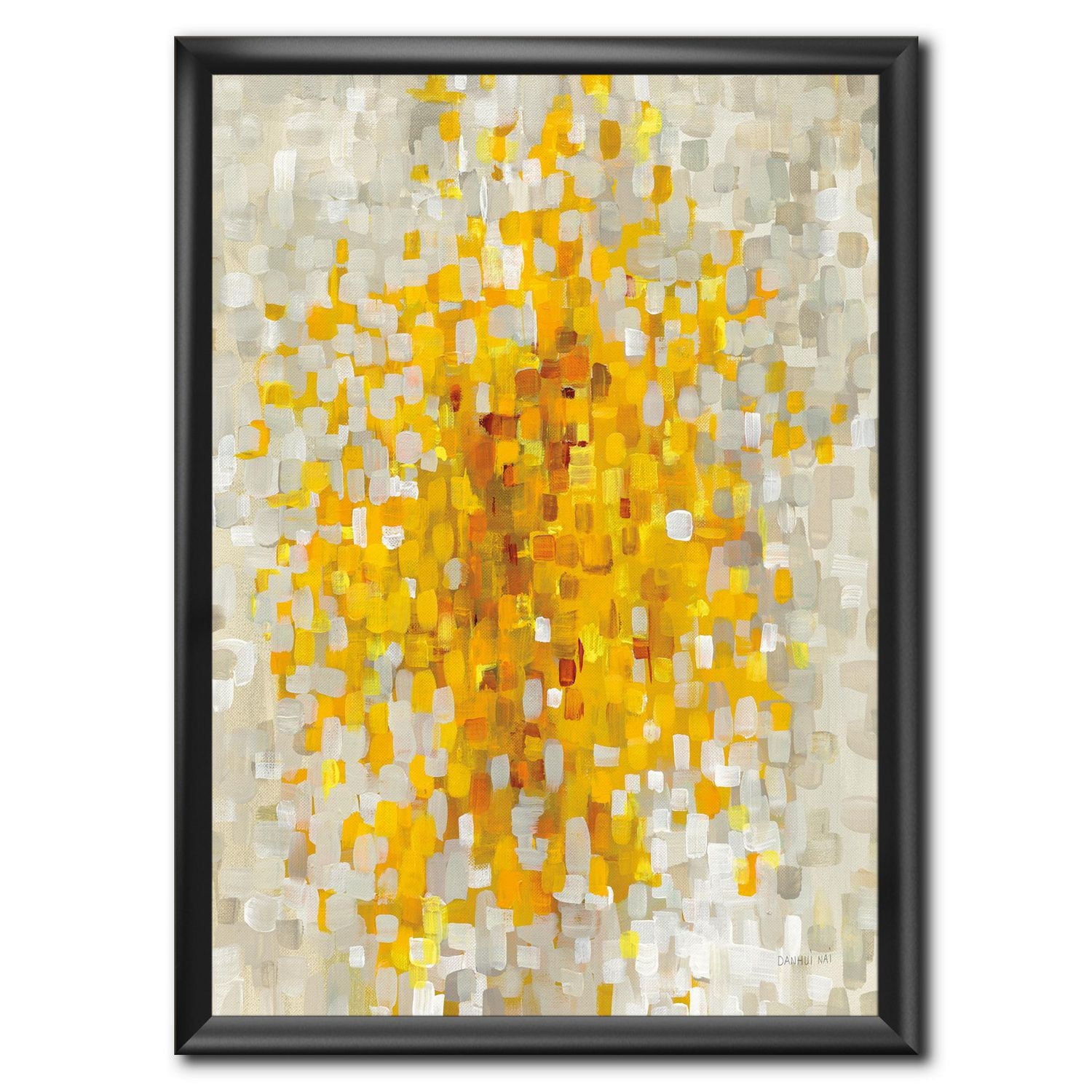 Designart Glam Yellow Explosion Blocks Framed Wall Art