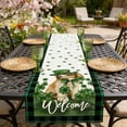thumbnail image 6 of St. Patrick's Day Gnome Shamrock Linen Table Runner: Green Black Buffalo Plaid Tablerunner Decorations Perfect for Irish Holiday Party Home Kitchen Dining Mante, 6 of 6